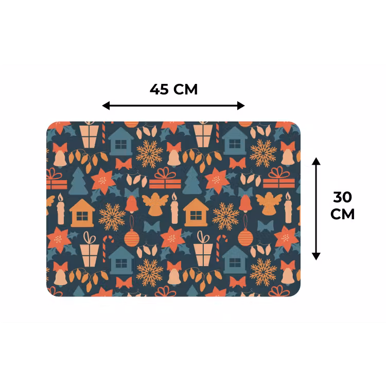 Patroon - Kerst - Symbolen - Blauw Placemat vinyl groot 368 -specs