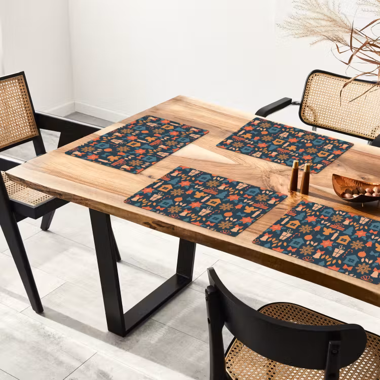 Patroon - Kerst - Symbolen - Blauw Placemat vinyl groot 368 -zzsfeer4_Kitchenyeah-website