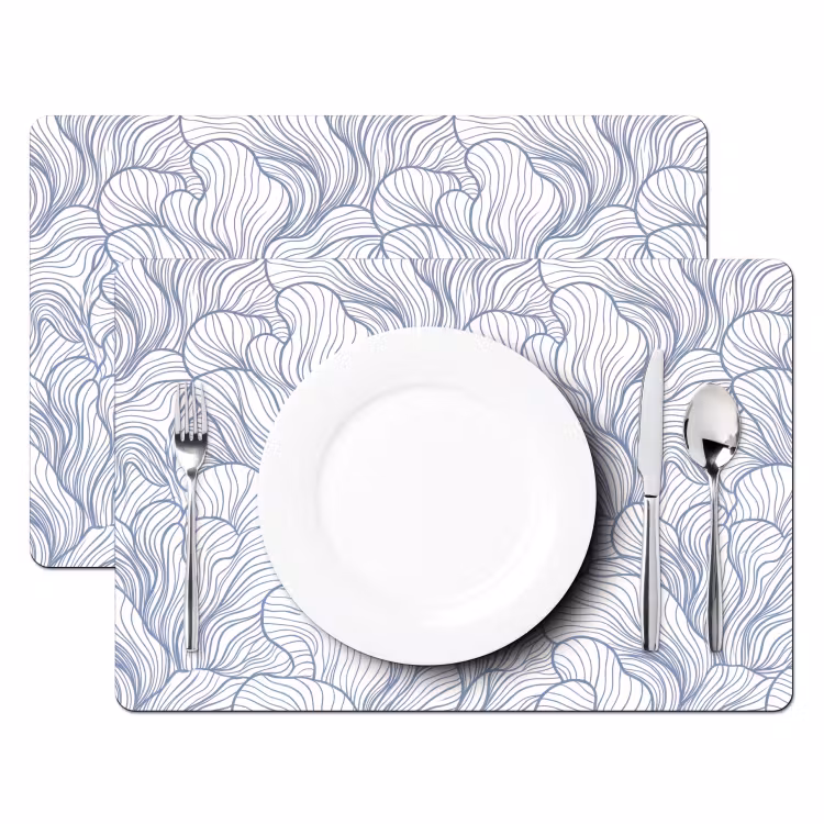 Patroon - Lijnen - Organisch - Abstract - Blauw Placemat vinyl groot -zzsfeer2_Kitchenyeah-website