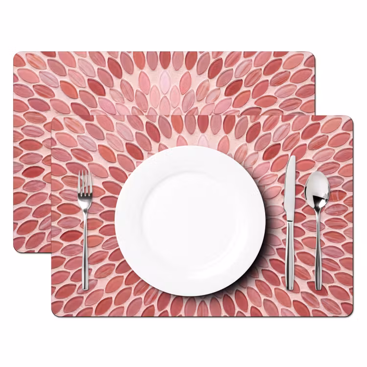 Patroon - Mozaïek - Ovaal - Abstract - Roze Placemat vinyl groot -zzsfeer2_Kitchenyeah-website