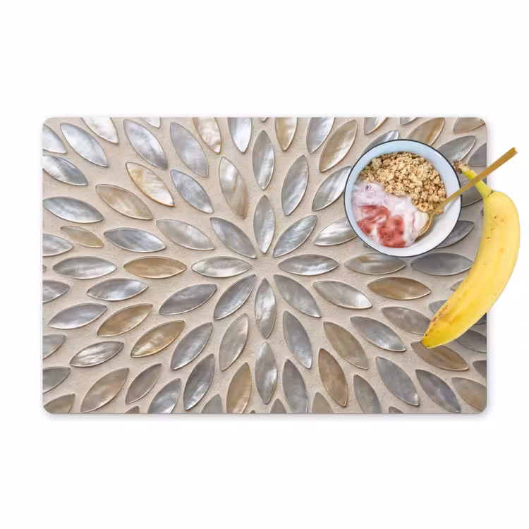 Patroon - Ovaal - Glanzend - Abstract - Beige Placemat vinyl groot -zzzproduct_Kitchenyeah-website