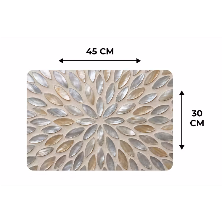 Patroon - Ovaal - Glanzend - Abstract - Beige Placemat vinyl groot -specs