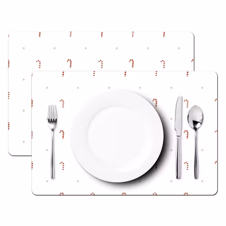 Patroon - Sterren - Zuurstok - Wit Placemat vinyl groot 368 -zzsfeer2_Kitchenyeah-website