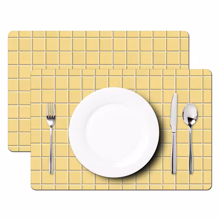 Patroon - Tegels - Geel Placemat vinyl groot 368 -zzsfeer2_Kitchenyeah-website