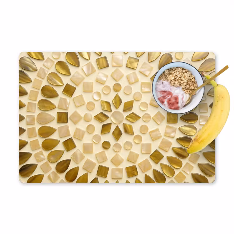 Patroon - Vormen - Mozaïek - Abstract - Goud Placemat vinyl groot -zzzproduct_Kitchenyeah-website