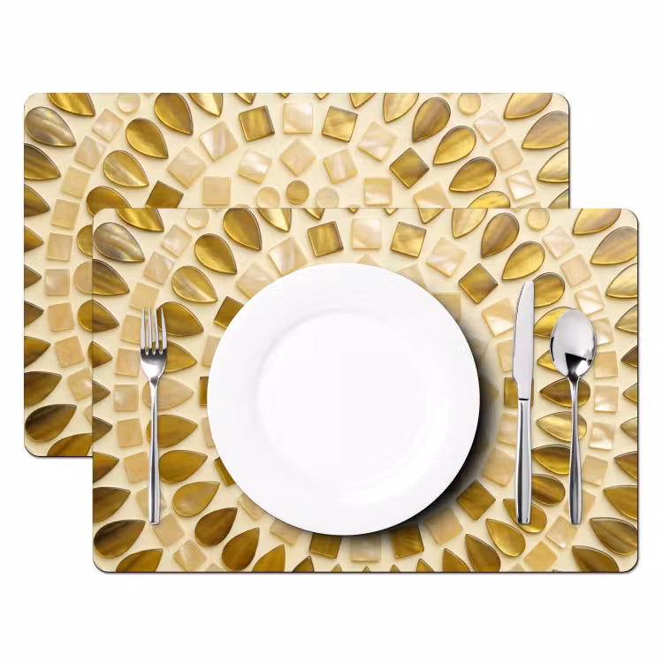 Patroon - Vormen - Mozaïek - Abstract - Goud Placemat vinyl groot -zzsfeer2_Kitchenyeah-website