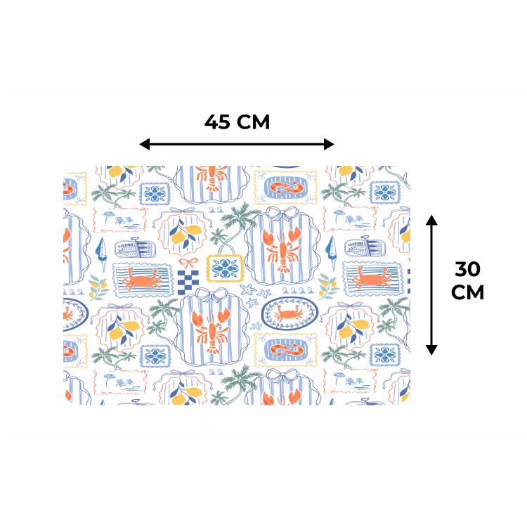 Zee - Sfeer - Krab - Blauw Placemat vinyl groot 368 -specs