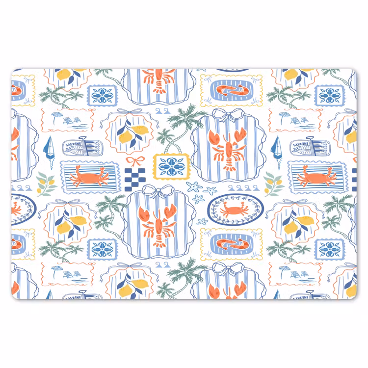 Zee - Sfeer - Krab - Blauw Placemat vinyl groot 368 -zzsfeer1_Kitchenyeah-website