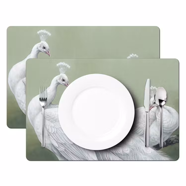 Pauwen - Wit - Natuur - Groen Placemat vinyl groot -zzsfeer2_Kitchenyeah-website
