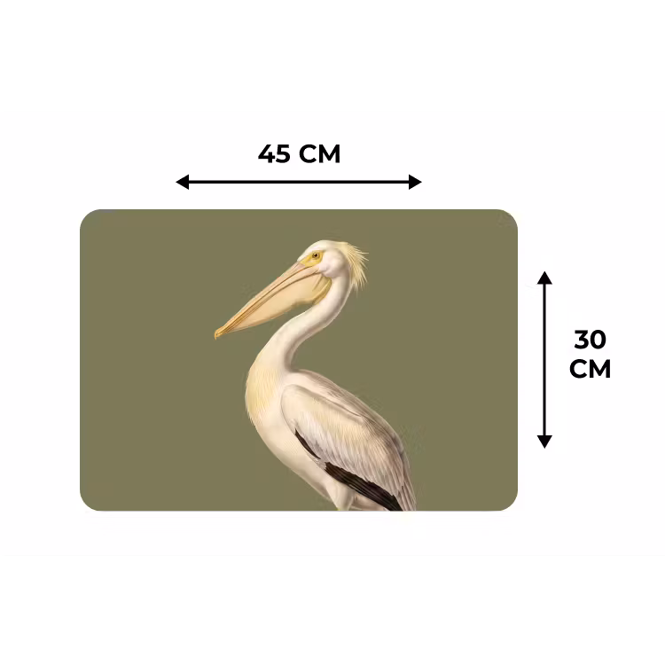 Pelikaan - Wit - Vogel - Klassiek - Natuur Placemat vinyl groot -specs