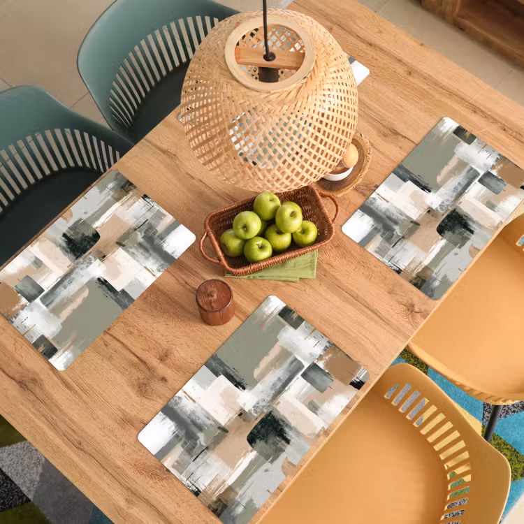 Penseelstreken - Abstract - Aardetinten Placemat vinyl groot -zzsfeer5_Kitchenyeah-website
