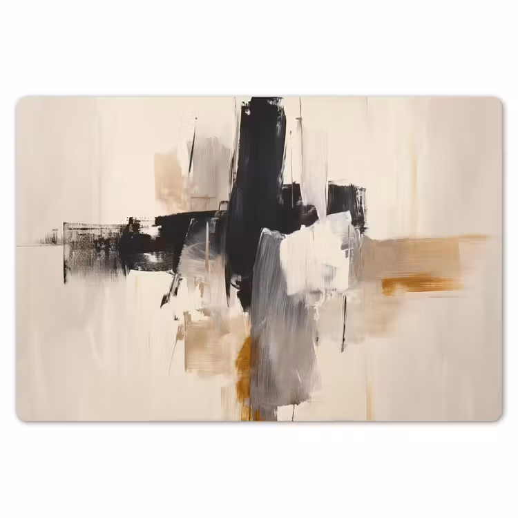 Penseelstreken - Ruw - Abstract - Beige Placemat vinyl groot -zzsfeer1_Kitchenyeah-website