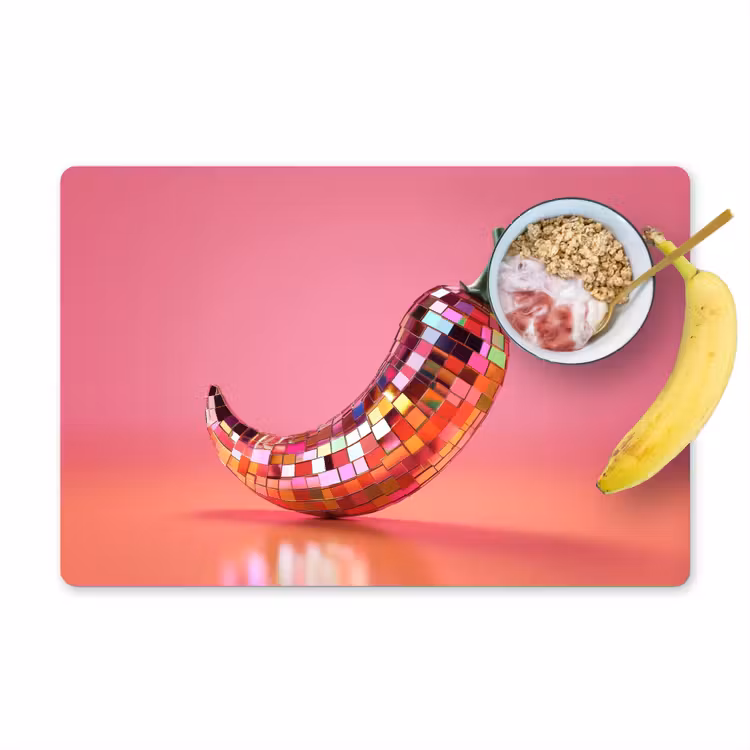 Peper - Disco - Rood - Glitter Placemat vinyl groot -zzzproduct_Kitchenyeah-website