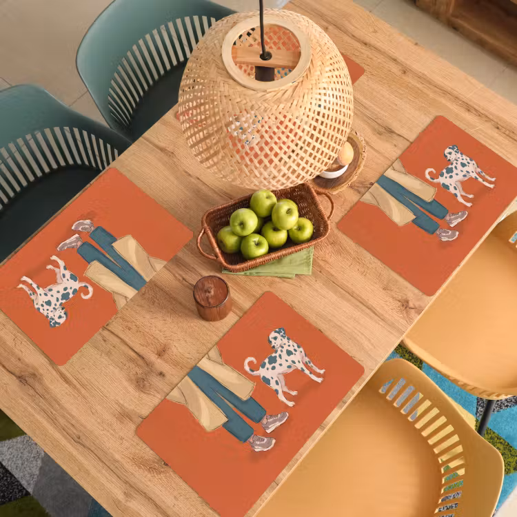 Persoon - Hond - Dieren - Illustratie - Modern Placemat vinyl groot -zzsfeer5_Kitchenyeah-website