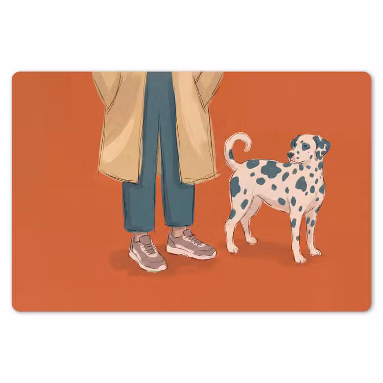 Persoon - Hond - Dieren - Illustratie - Modern Placemat vinyl groot -zzsfeer1_Kitchenyeah-website