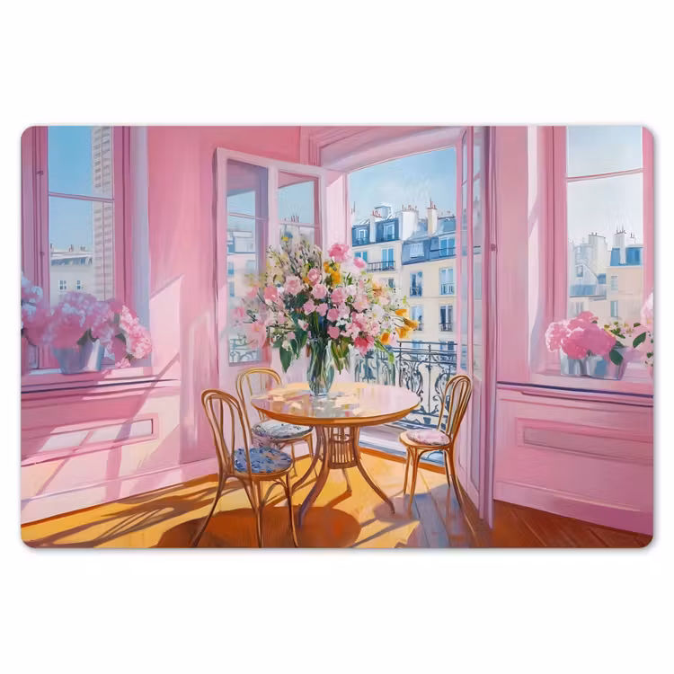 Pink - City - Bloemen Placemat vinyl groot -zzsfeer1_Kitchenyeah-website