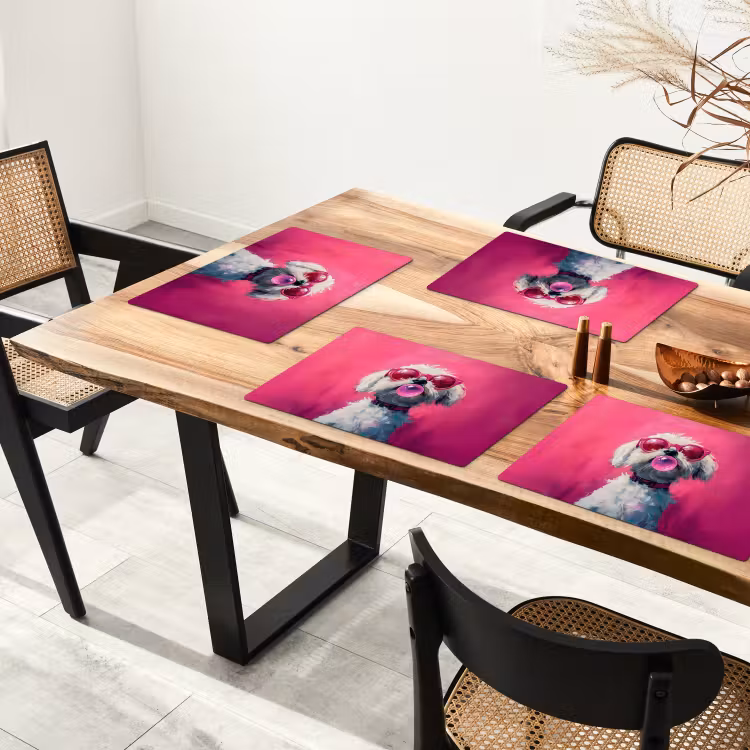 Pink - Hond - Bubbel Placemat vinyl groot -zzsfeer4_Kitchenyeah-website