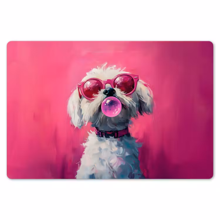Pink - Hond - Bubbel Placemat vinyl groot -zzsfeer1_Kitchenyeah-website