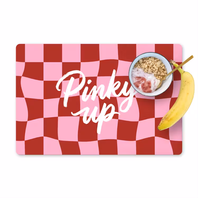 Pinky up - Geblokt - Bordeauxrood Placemat vinyl groot -zzzproduct_Kitchenyeah-website