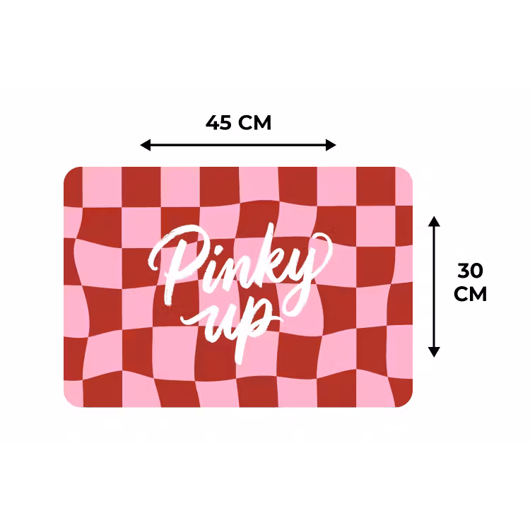 Pinky up - Geblokt - Bordeauxrood Placemat vinyl groot -specs