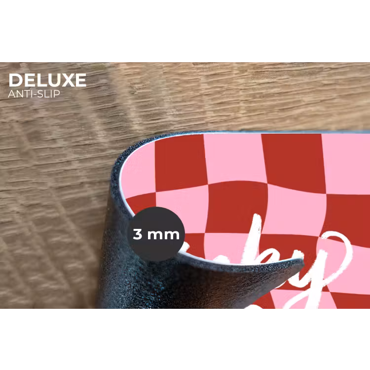 Pinky up - Geblokt - Bordeauxrood Placemat vinyl groot -closeup