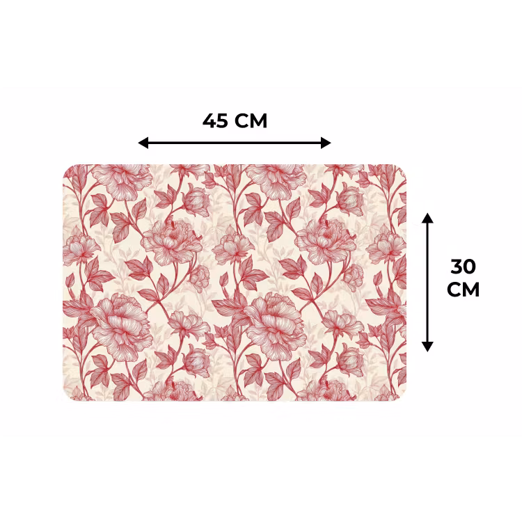 Pioenrozen - Modern - Rood Placemat vinyl groot 368 -specs