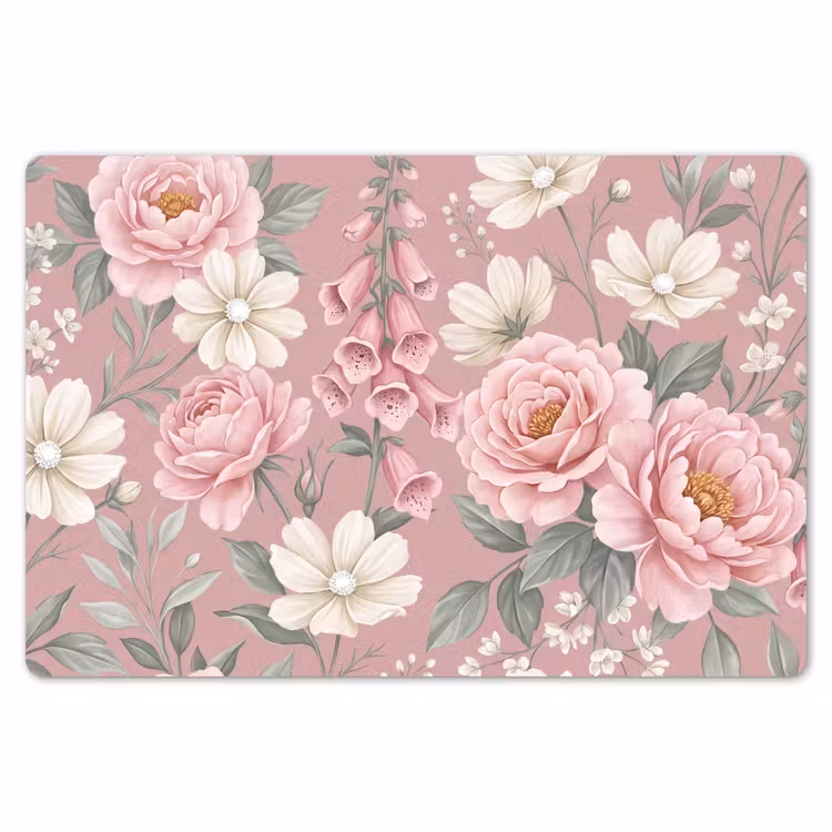 Pioenrozen - Vingerhoedskruid - Pink Placemat vinyl groot -zzsfeer1_Kitchenyeah-website
