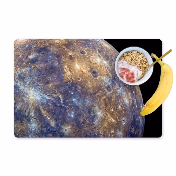 Placemat - 6 stuks - Planeet - Kraters - Ruimte - Planeet - Kraters - Ruimte Placemat vinyl groot