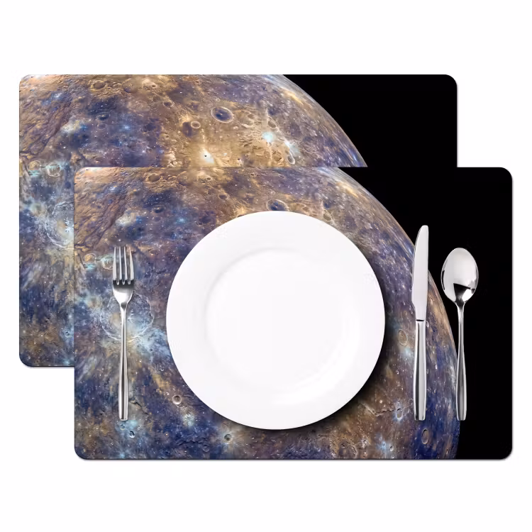 Placemat - 6 stuks - Planeet - Kraters - Ruimte - Planeet - Kraters - Ruimte Placemat vinyl groot