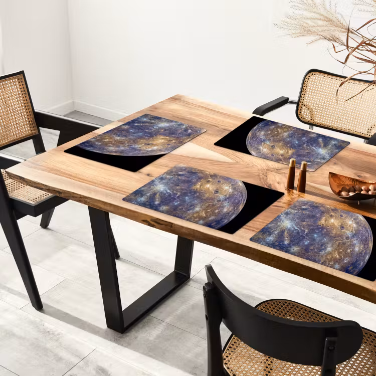 Placemat - 6 stuks - Planeet - Kraters - Ruimte - Planeet - Kraters - Ruimte Placemat vinyl groot