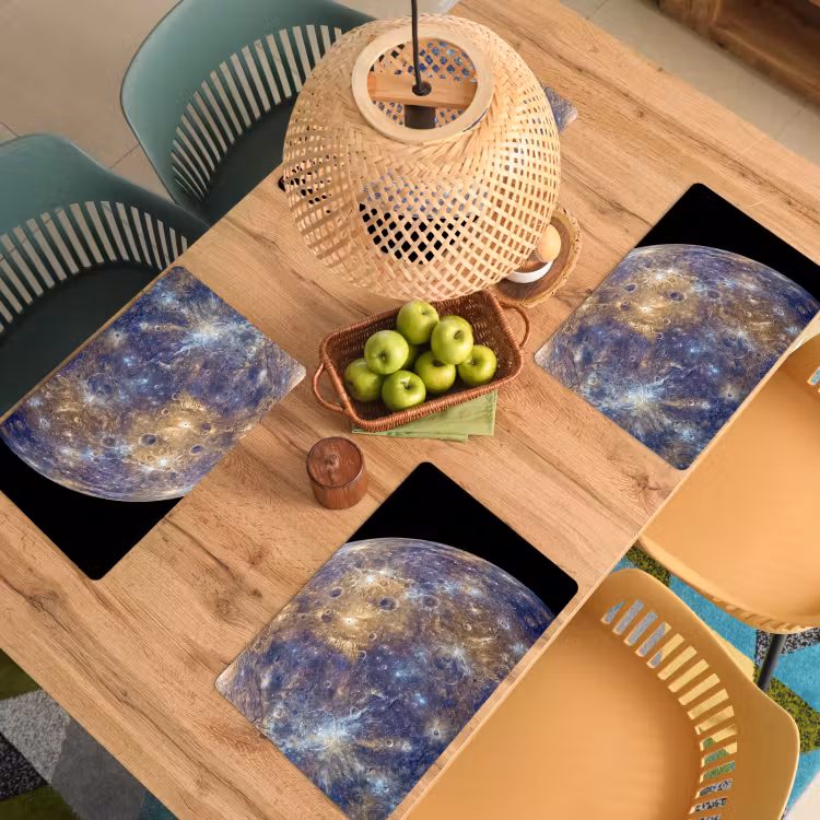 Placemat - 6 stuks - Planeet - Kraters - Ruimte - Planeet - Kraters - Ruimte Placemat vinyl groot
