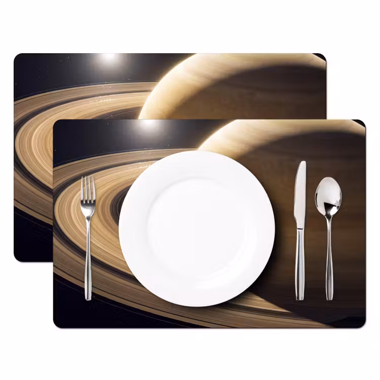 Placemat - 6 stuks - Planeet - Ringen - Ruimte - Planeet - Ringen - Ruimte Placemat vinyl groot