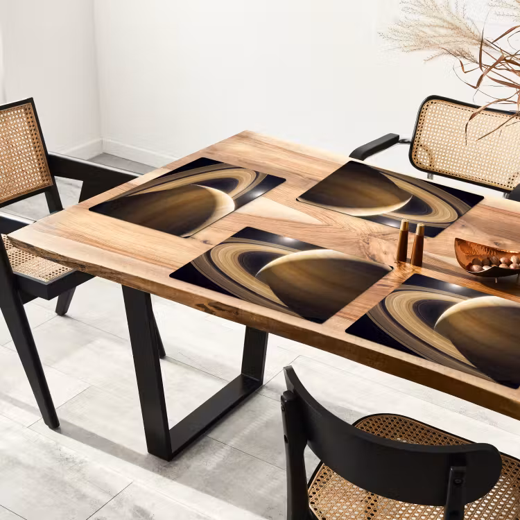 Placemat - 6 stuks - Planeet - Ringen - Ruimte - Planeet - Ringen - Ruimte Placemat vinyl groot