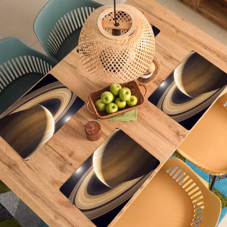 Placemat - 6 stuks - Planeet - Ringen - Ruimte - Planeet - Ringen - Ruimte Placemat vinyl groot