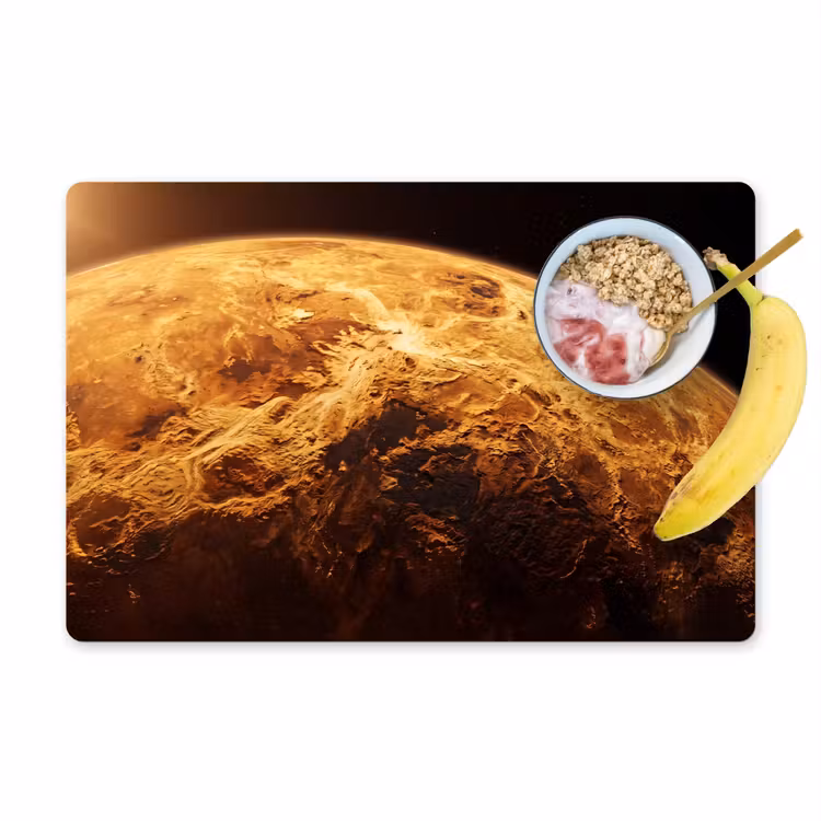 Placemat - 6 stuks - Planeet - Ruimte - Oranje - Planeet - Ruimte - Oranje Placemat vinyl groot