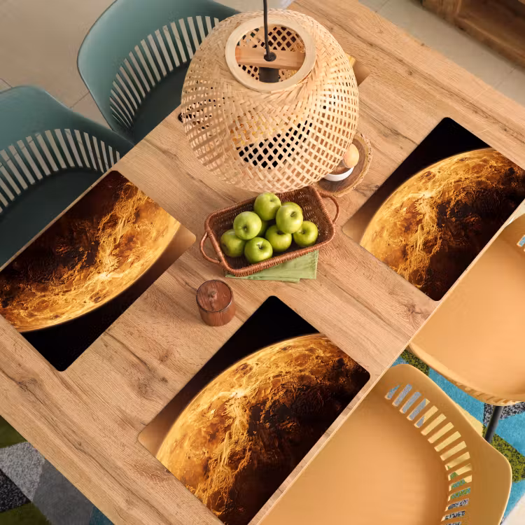 Placemat - 6 stuks - Planeet - Ruimte - Oranje - Planeet - Ruimte - Oranje Placemat vinyl groot