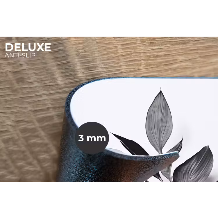 Plant - Bladeren - Minimalistisch - Zwart Placemat vinyl groot -closeup