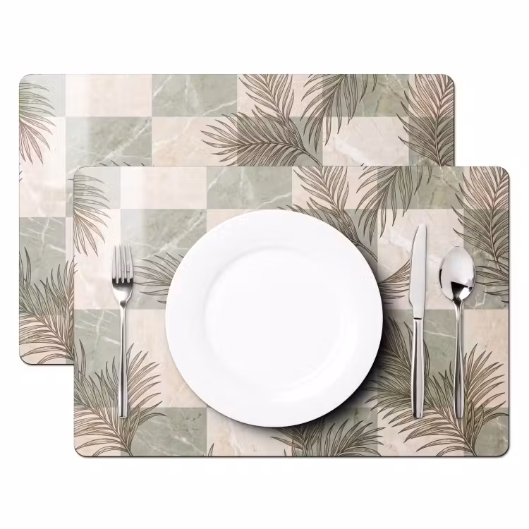 Planten - Bladeren - Marmer - Modern - Groen Placemat vinyl groot -zzsfeer2_Kitchenyeah-website