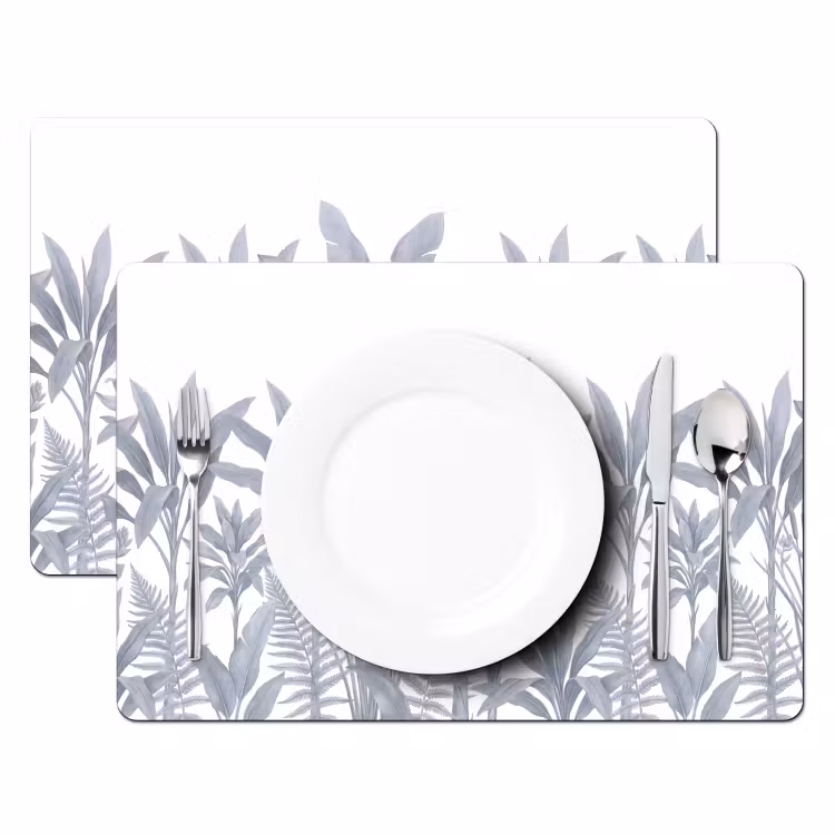 Planten - Bladeren - Natuur - Grijs Placemat vinyl groot -zzsfeer2_Kitchenyeah-website