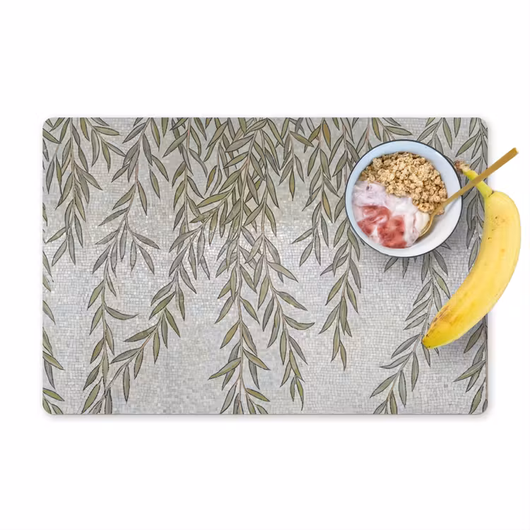 Planten - Mozaïek - Patroon - Groen - Blauw Placemat vinyl groot -zzzproduct_Kitchenyeah-website