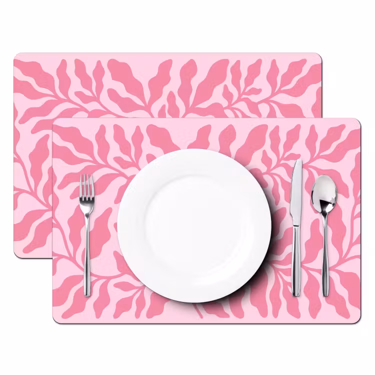 Planten - Organisch - Abstract - Modern - Roze Placemat vinyl groot -zzsfeer2_Kitchenyeah-website
