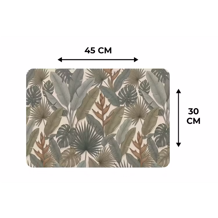 Planten - Tropisch - Natuur - Illustratie - Groen Placemat vinyl groot -specs