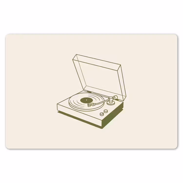 Platenspeler - Vinyl - Muziek - Minimalistisch - Groen Placemat vinyl groot -zzsfeer1_Kitchenyeah-website