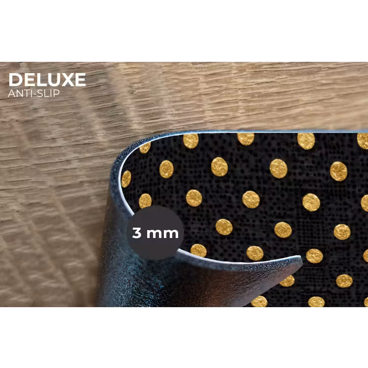 Polka Dot - Stippen - Goud - Zwart Placemat vinyl groot 368 -closeup