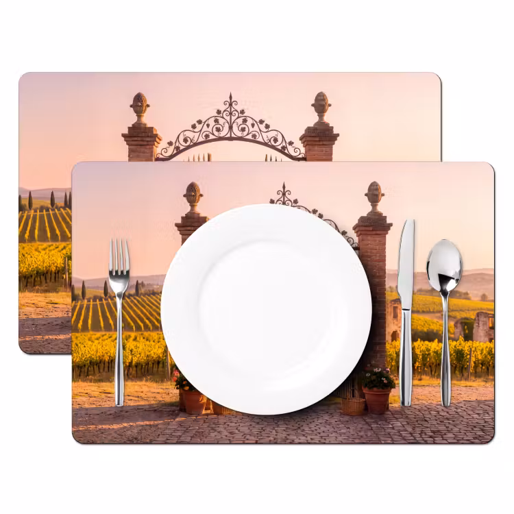 Poort - Landschap - Platteland - Zonlicht - Warm Placemat vinyl groot -zzsfeer2_Kitchenyeah-website
