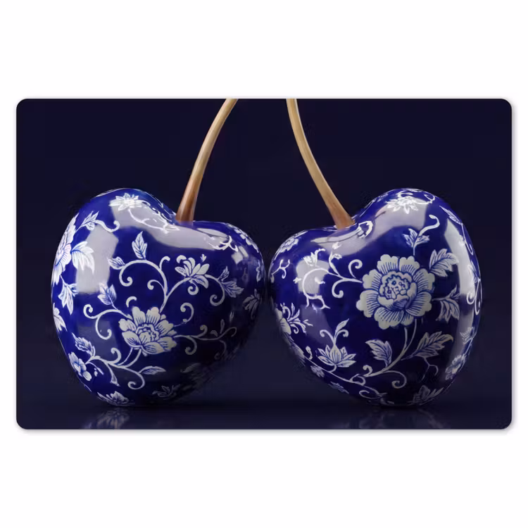 Porselein- Kersen - Delfts - Blauw Placemat vinyl groot -zzsfeer1_Kitchenyeah-website