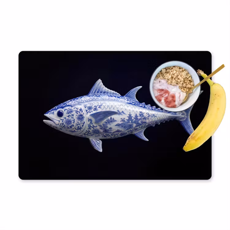 Porselein - Tonijn - Delfts - Blauw Placemat vinyl groot -zzzproduct_Kitchenyeah-website