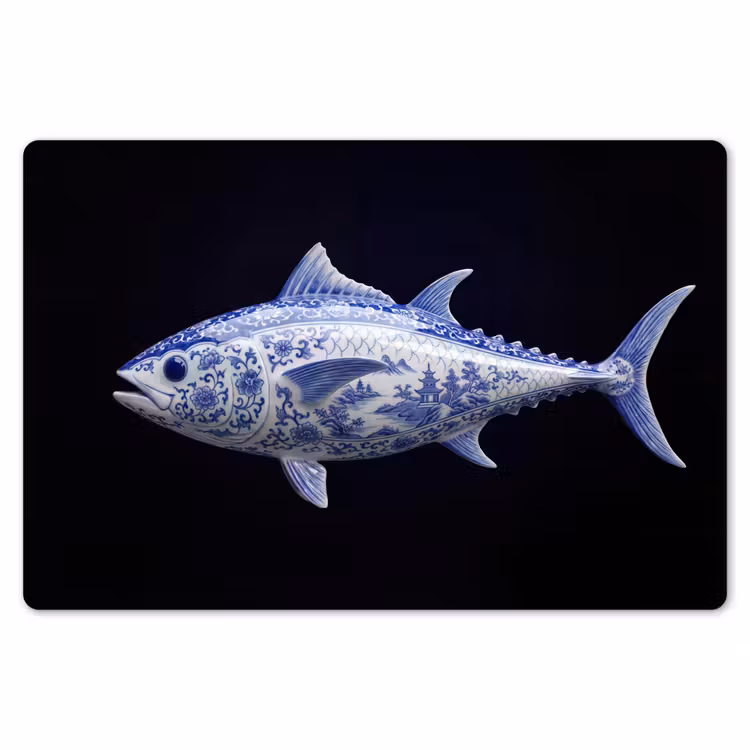 Porselein - Tonijn - Delfts - Blauw Placemat vinyl groot -zzsfeer1_Kitchenyeah-website