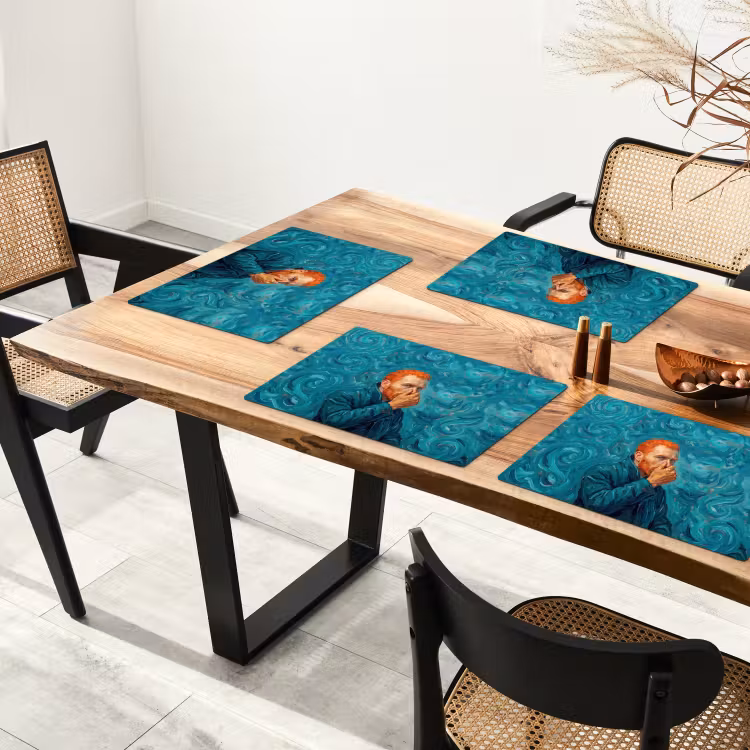 Portret - Klassiek - Blauw Placemat vinyl groot -zzsfeer4_Kitchenyeah-website