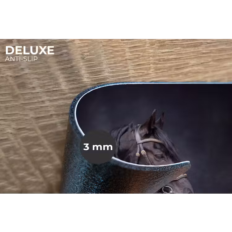 Portret - Paard - Donker Placemat vinyl groot -closeup
